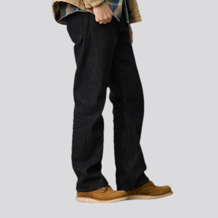 Mid-rise thick warm men's jeans