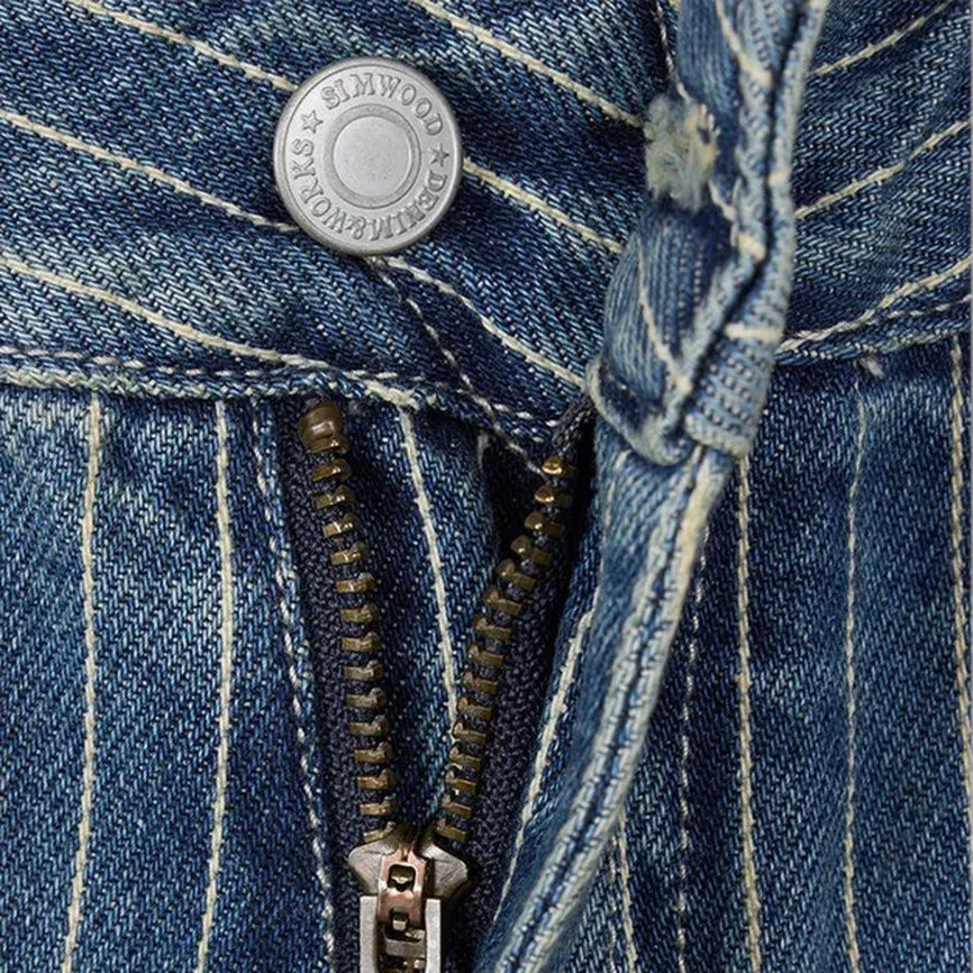 Casual midweight striped worker jeans for men