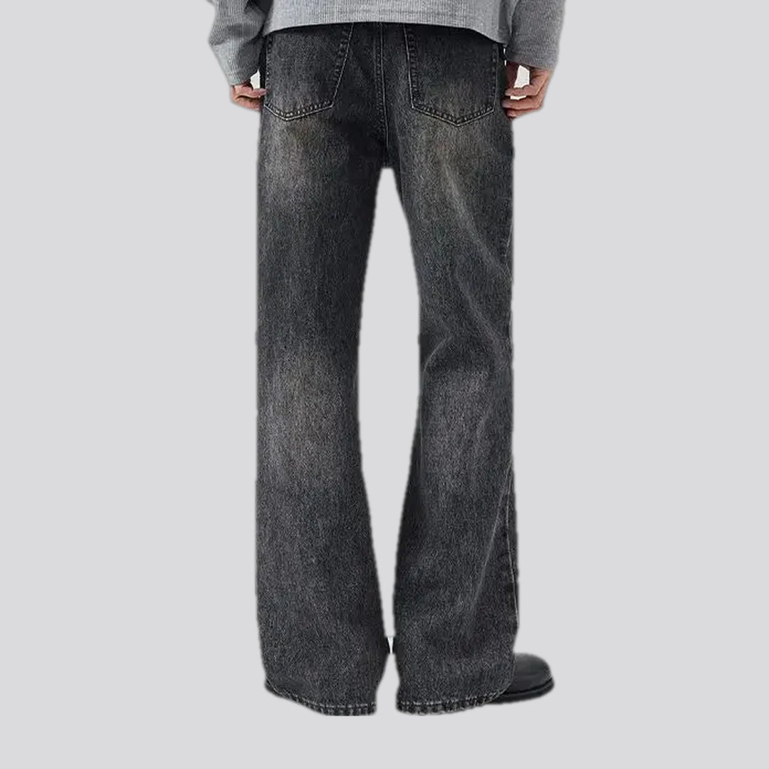 Fashionable bootcut creased men's jeans