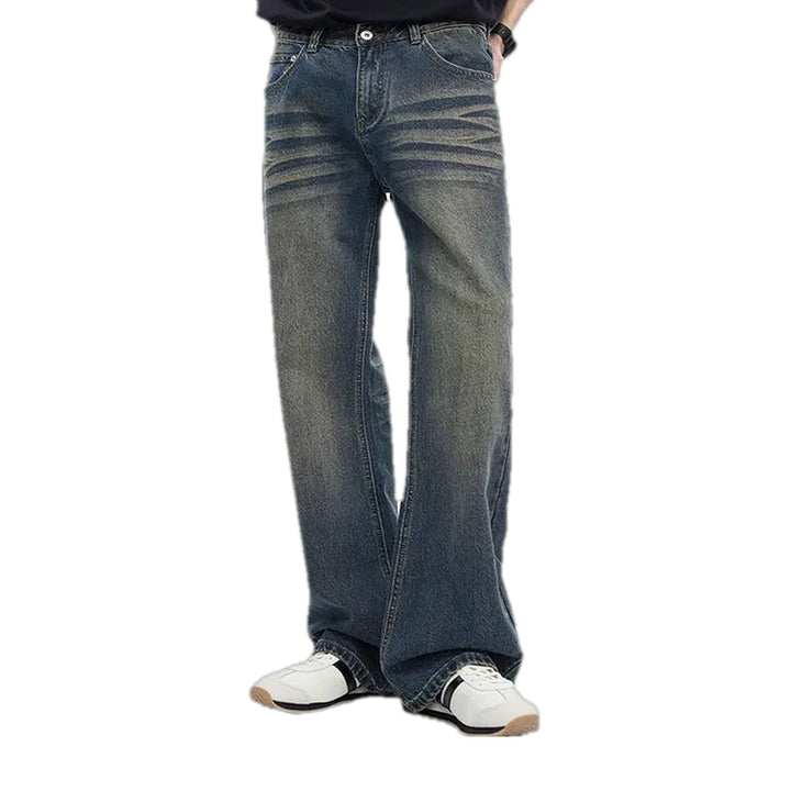 Flare-leg Midweight Street Jeans for Men - Blue