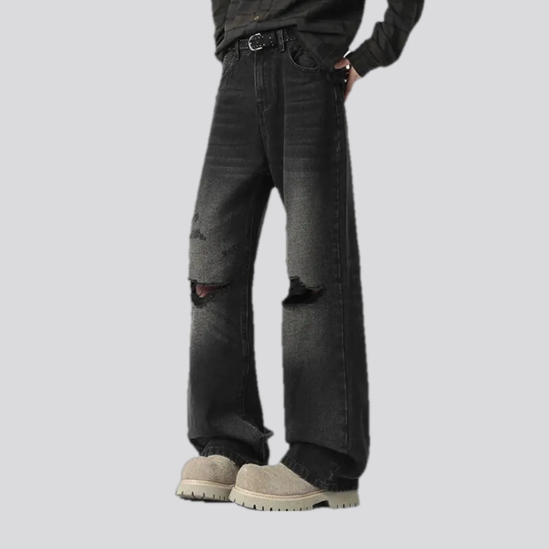 Midweight distressed jeans for men