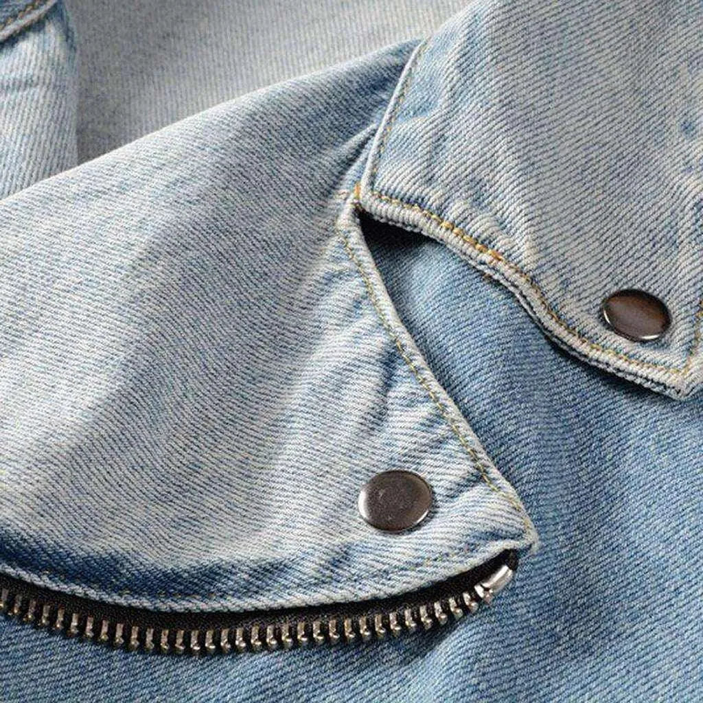 Contrast blue biker denim jacket
