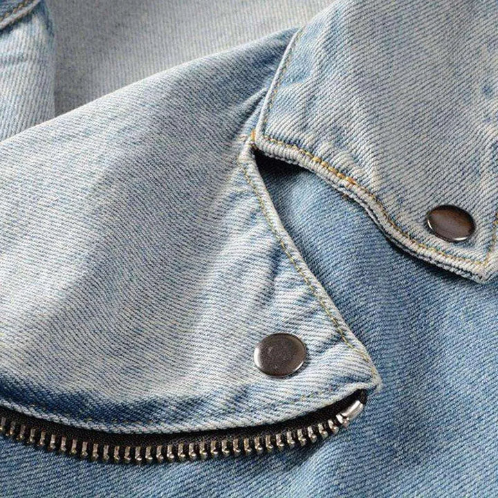Contrast blue biker denim jacket