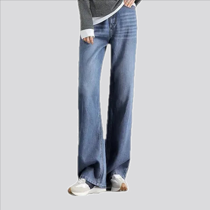 High-rise straight fit faded jeans for ladies