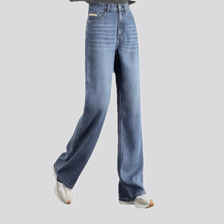 High-rise straight fit faded jeans for ladies