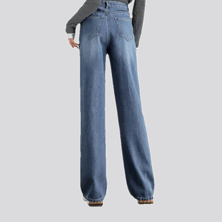 High-rise straight fit faded jeans for ladies