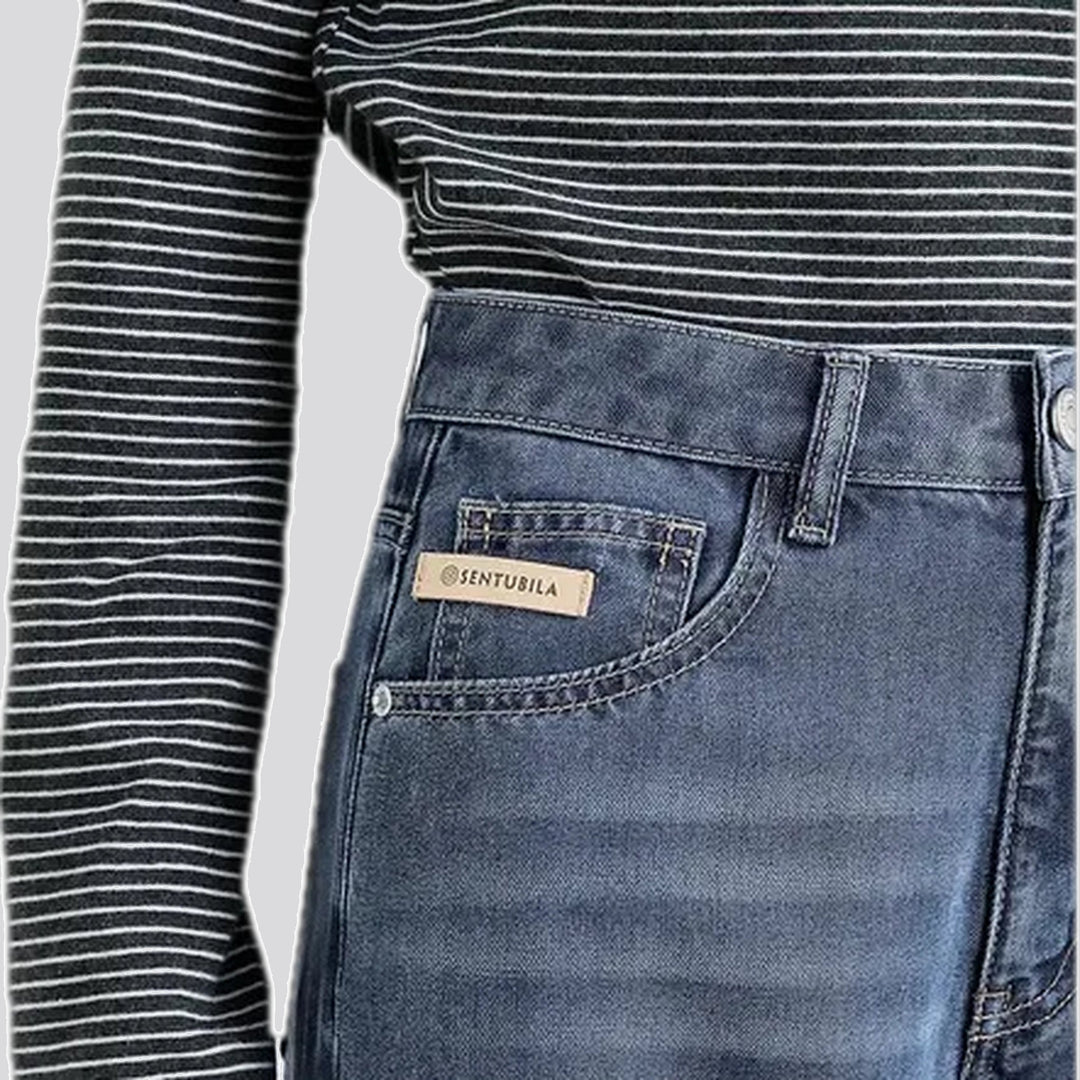 High-rise straight fit faded jeans for ladies