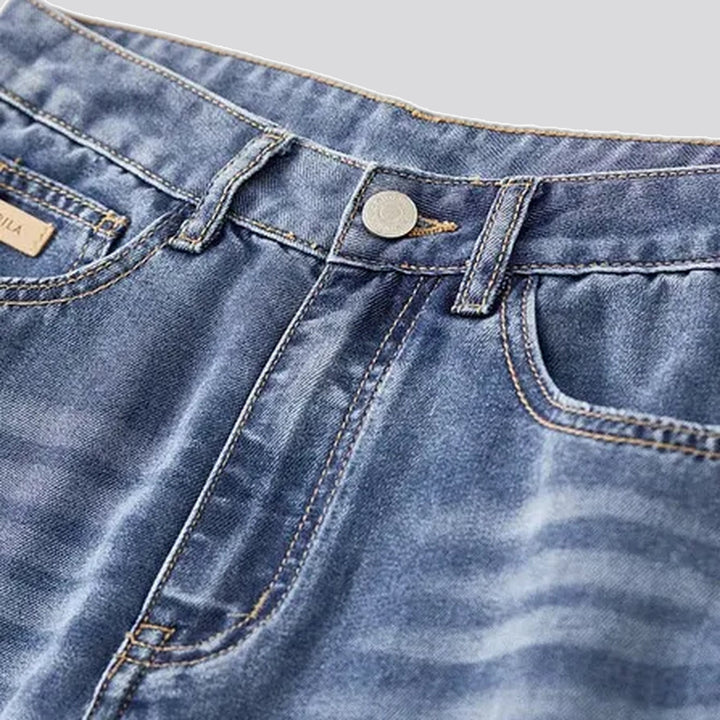 High-rise straight fit faded jeans for ladies
