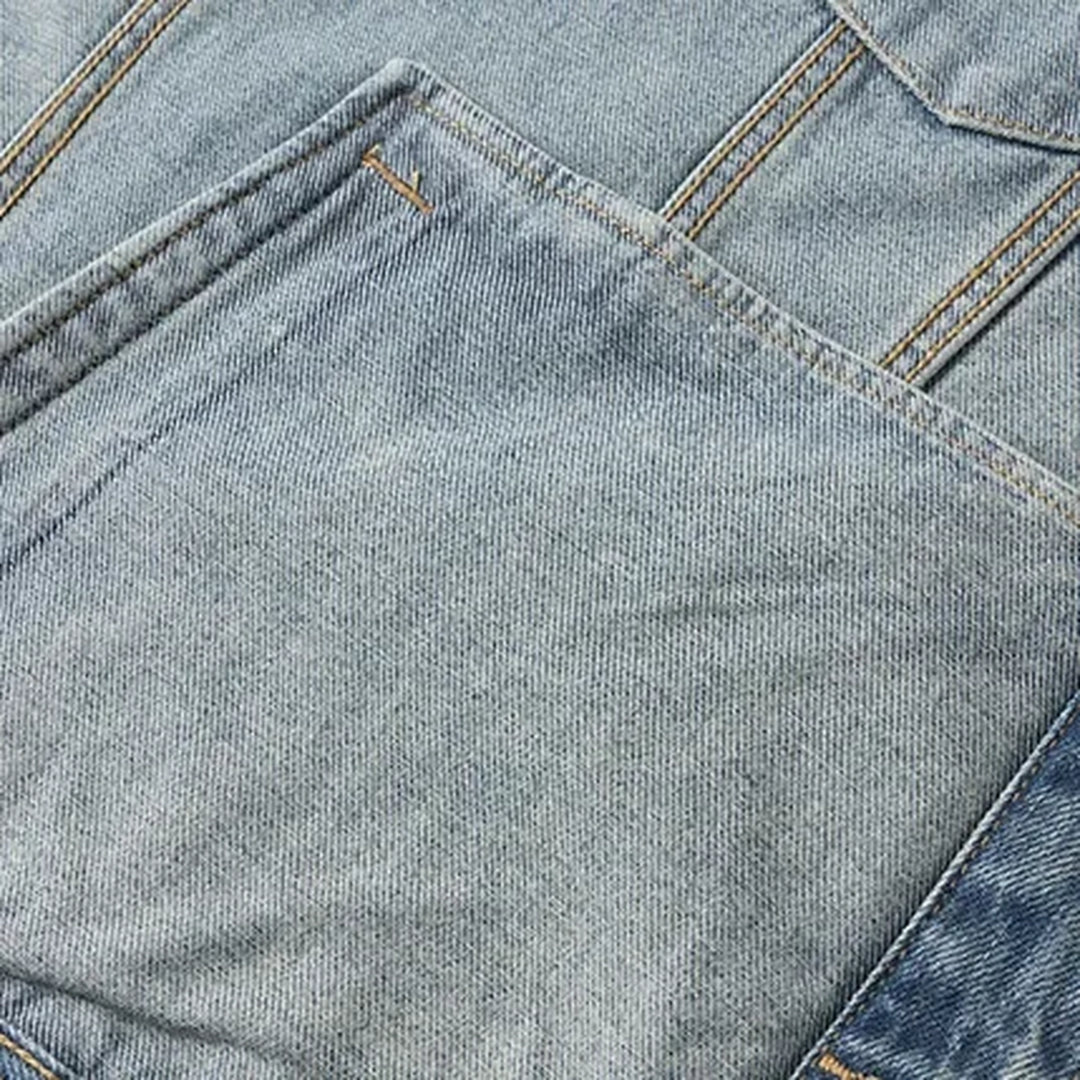 Embroidered men's jean trucker jacket