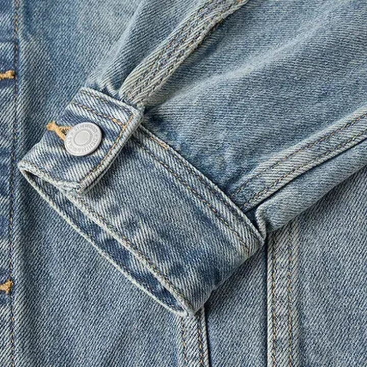 Embroidered men's jean trucker jacket
