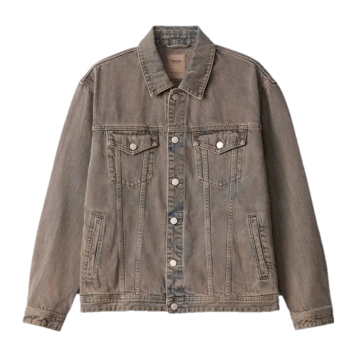 Retro Style Men's Jean Trucker Jacket - Grey