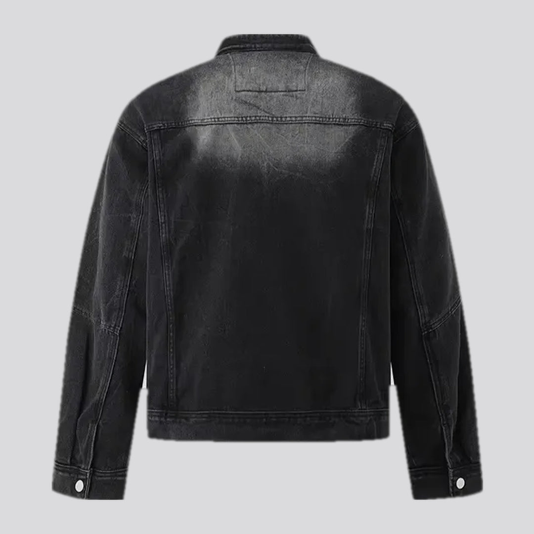 Washed out biker men's jean jacket